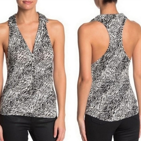 Free People Black White Coco Print Tank Top - Picture 2 of 2